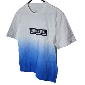 American Eagle Outfitters Tee Shirt‎ Blue White Mens Small Basic Ombre Wash